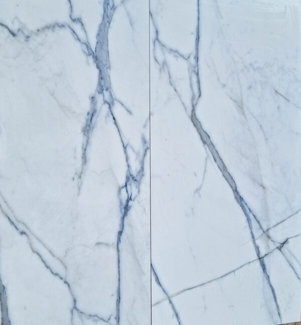 Carreaux en Grés Céram blanc veiné gris / bleu 120x60 cm - épaisseur 8 mm