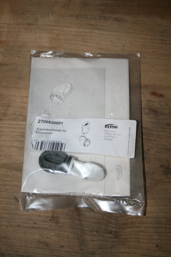 Kit de bouchons de séparation Kermi ZT00820001 pour système monotube, sachet scellé avec notice de montage et étiquette du fabricant