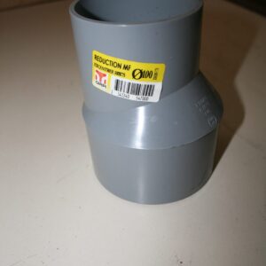 Réduction PVC excentrée mâle-femelle Ø100-75 GIRPI grise avec étiquette