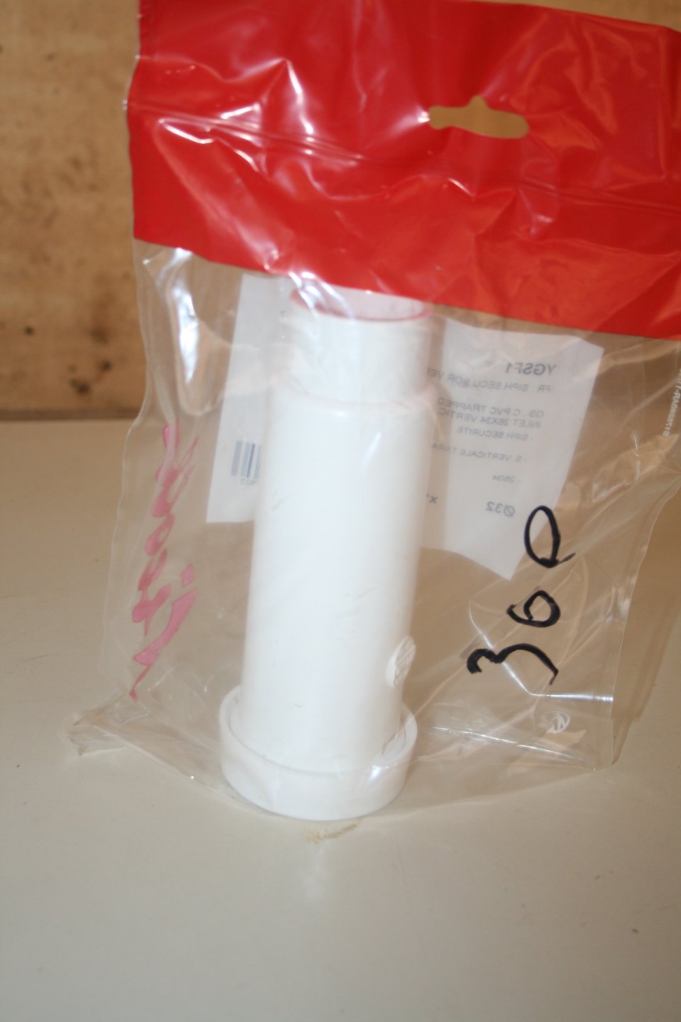 Étiquette du siphon de sécurité Nicoll YGSF1, entrée 26x34 et sortie verticale Ø32