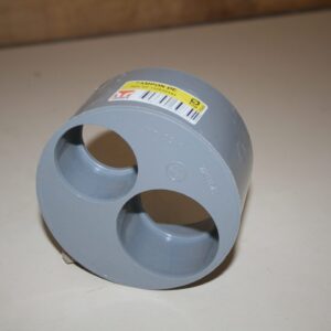 Tampon de réduction PVC Ø100 à piquages Ø50 et Ø40 avec étiquette